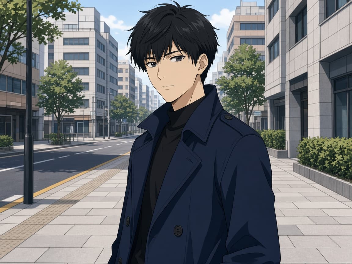 Street portrait after an image to image AI anime restyle
