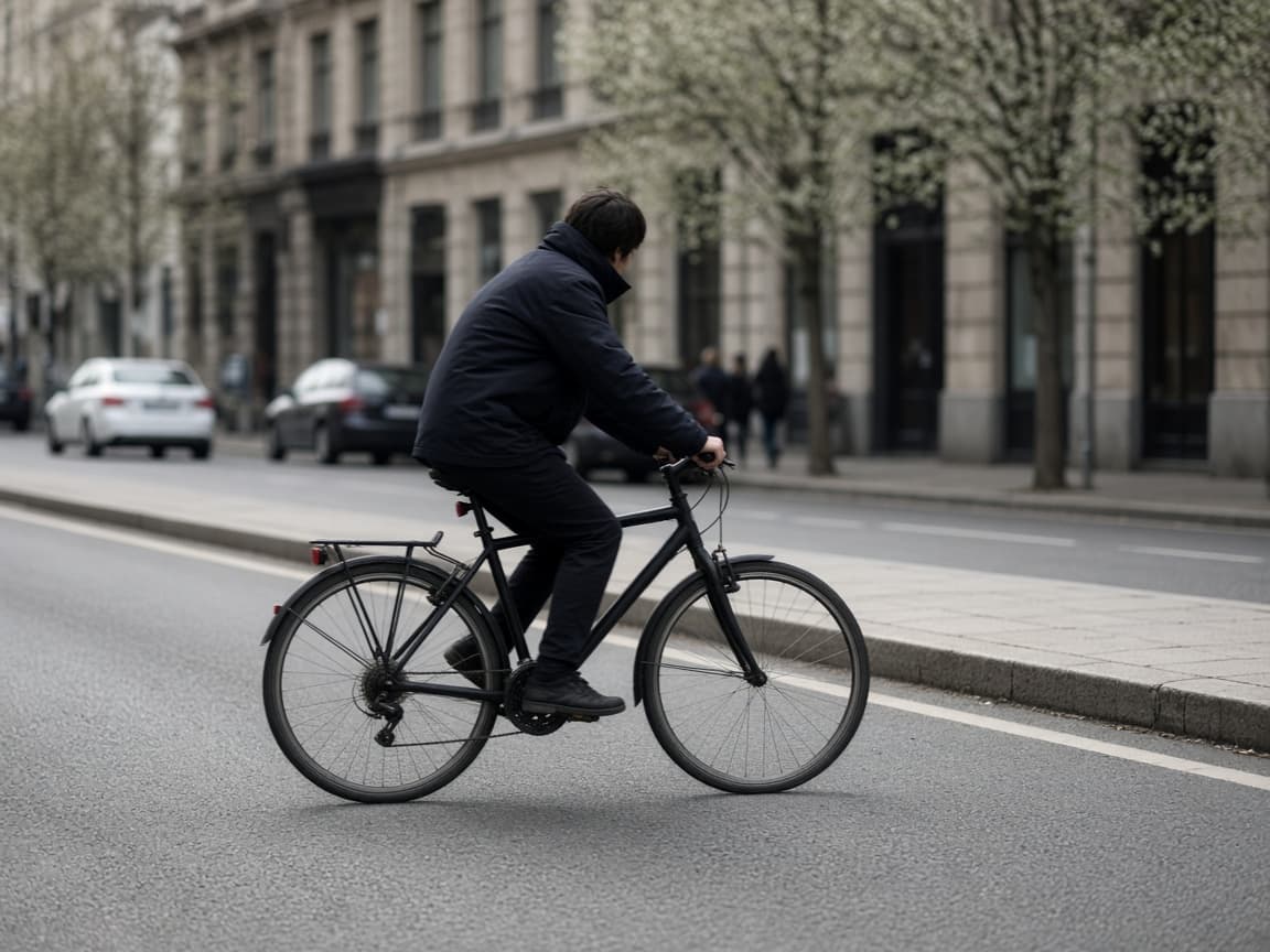 Cyclist photo before an image to image background change