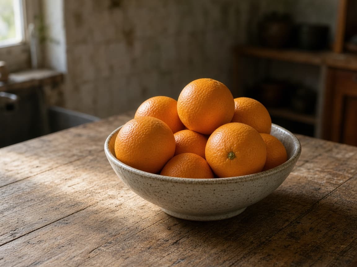 Orange still life before an img to img oil-paint edit