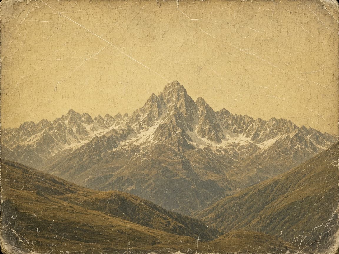 Scratched mountain print before an image to image repair
